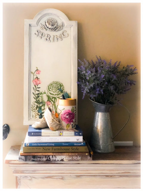Spring Decor Idea: DIY Dry Erase Board with IOD Moulds & Transfers