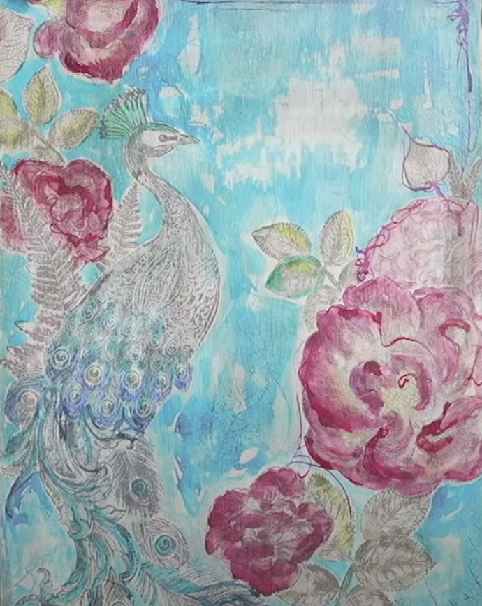 Peacocks & Roses: Learn New Decor Stamp and Ink Techniques with IOD