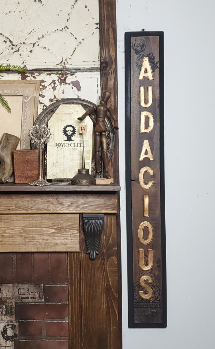 DIY Faux Metal Letters on a Repurposed Drawer Front