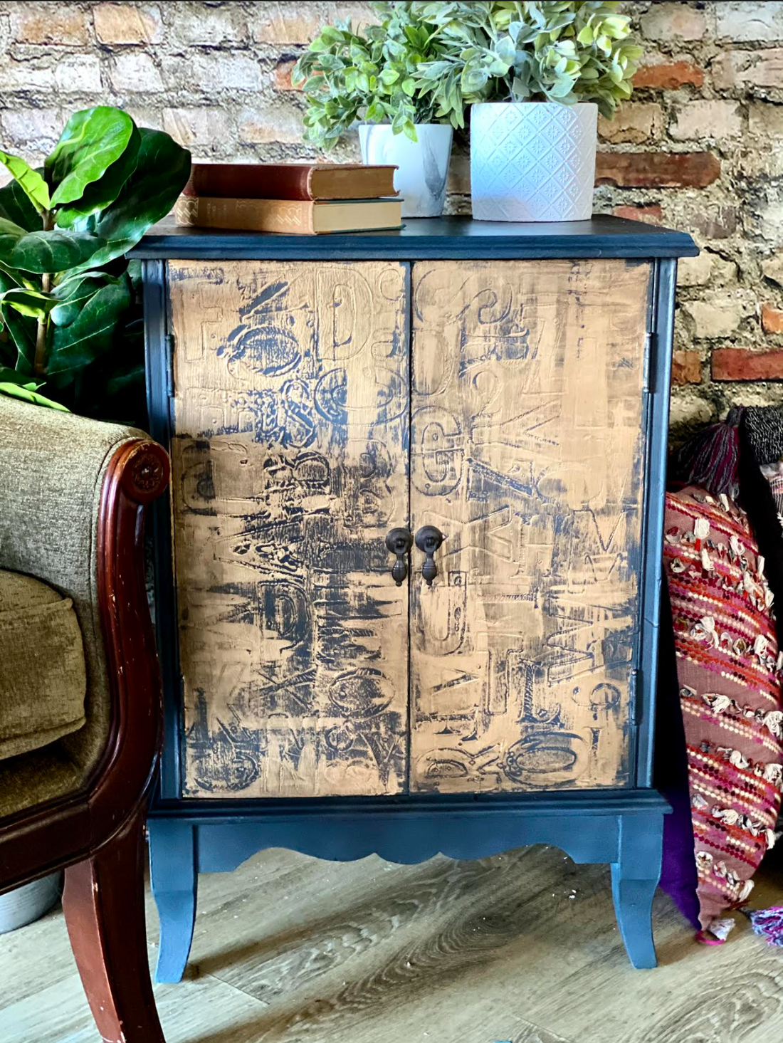 Industrial Chic Living Room Cabinet with IOD Letter Stamps
