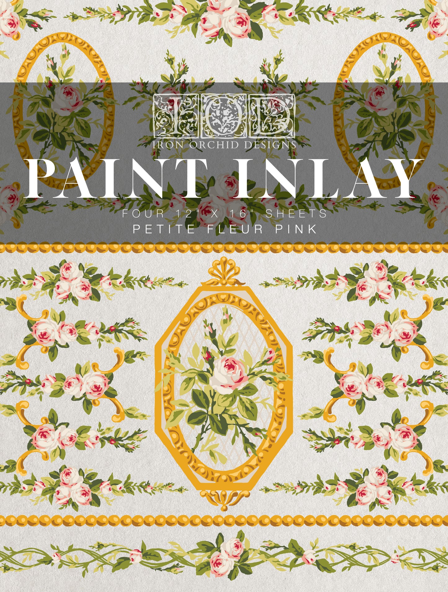 Petite Fleur Pink IOD Paint Inlay 12x16 Pad™