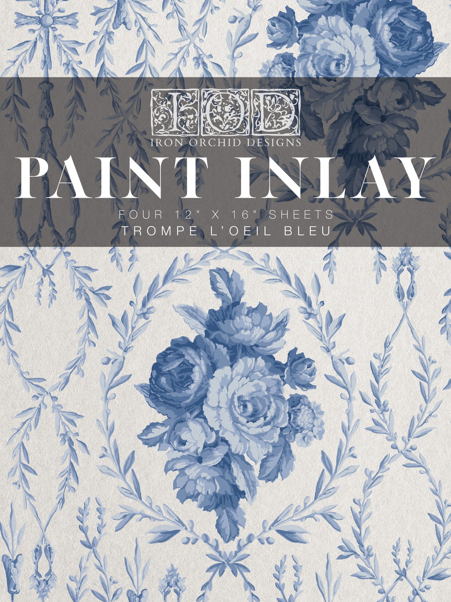 Trompe l'oeil Bleu IOD Paint Inlay 12x16 Pad