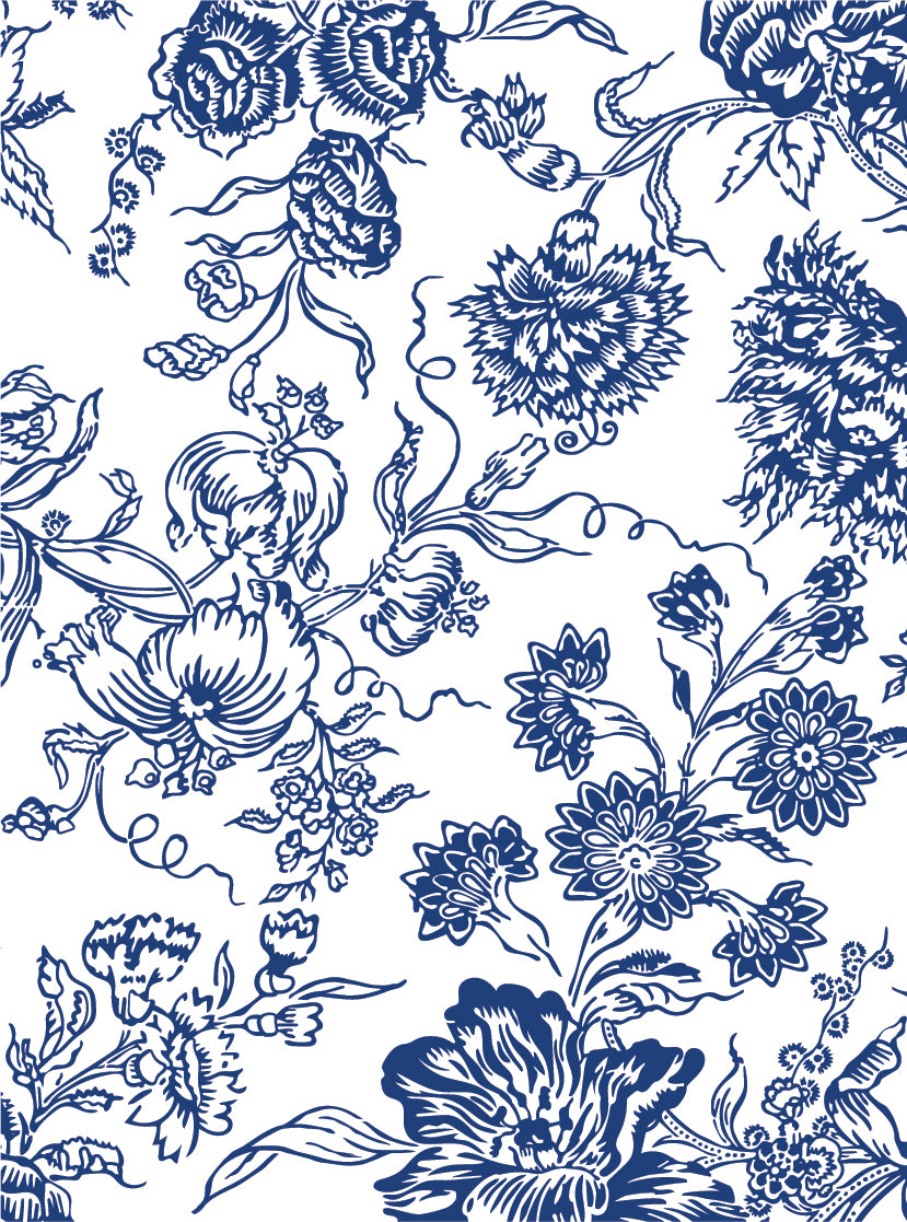 Indigo Floral IOD Paint Inlay 12x16 Pad