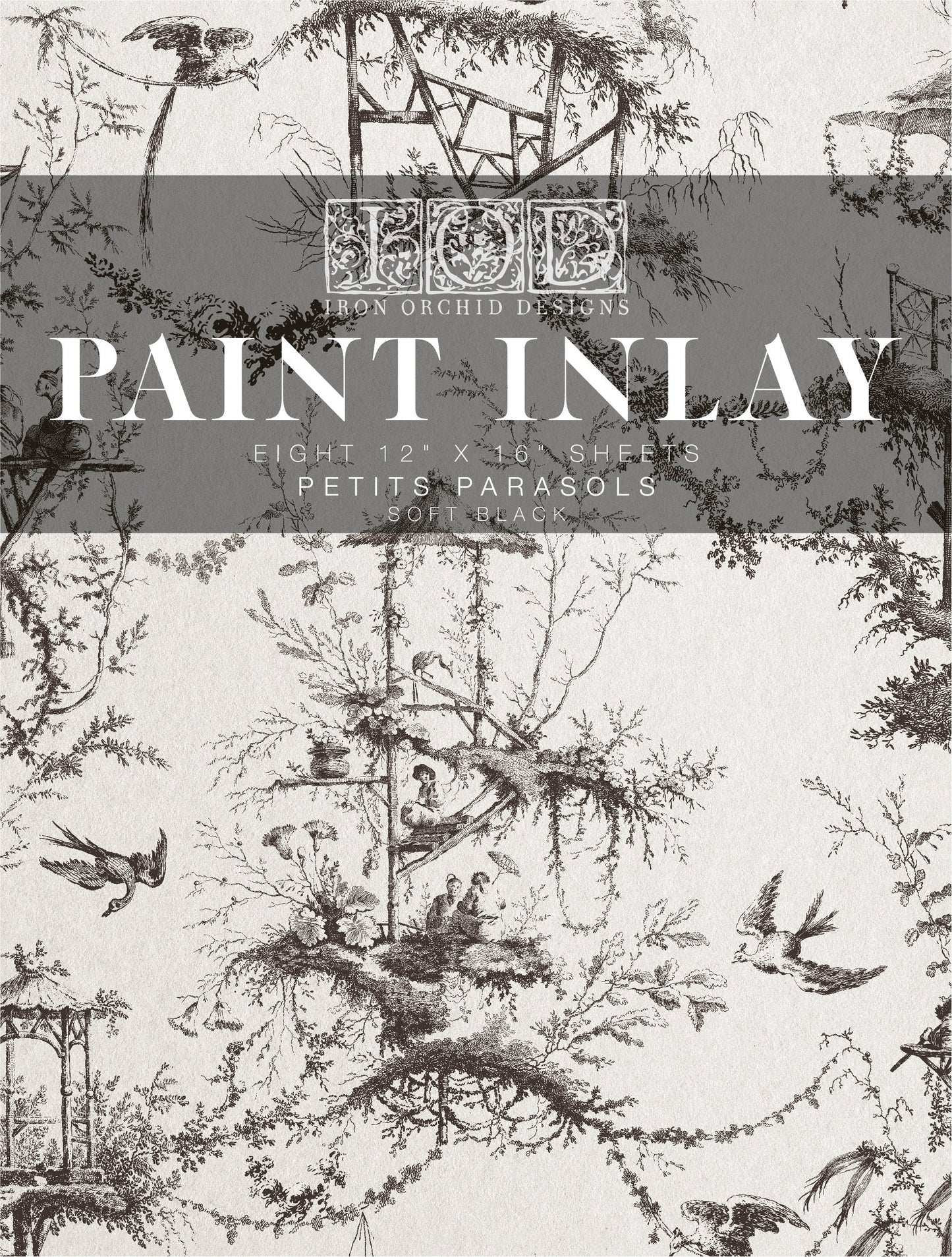 Petits Parasols Black IOD Paint Inlay 12x16 Pad
