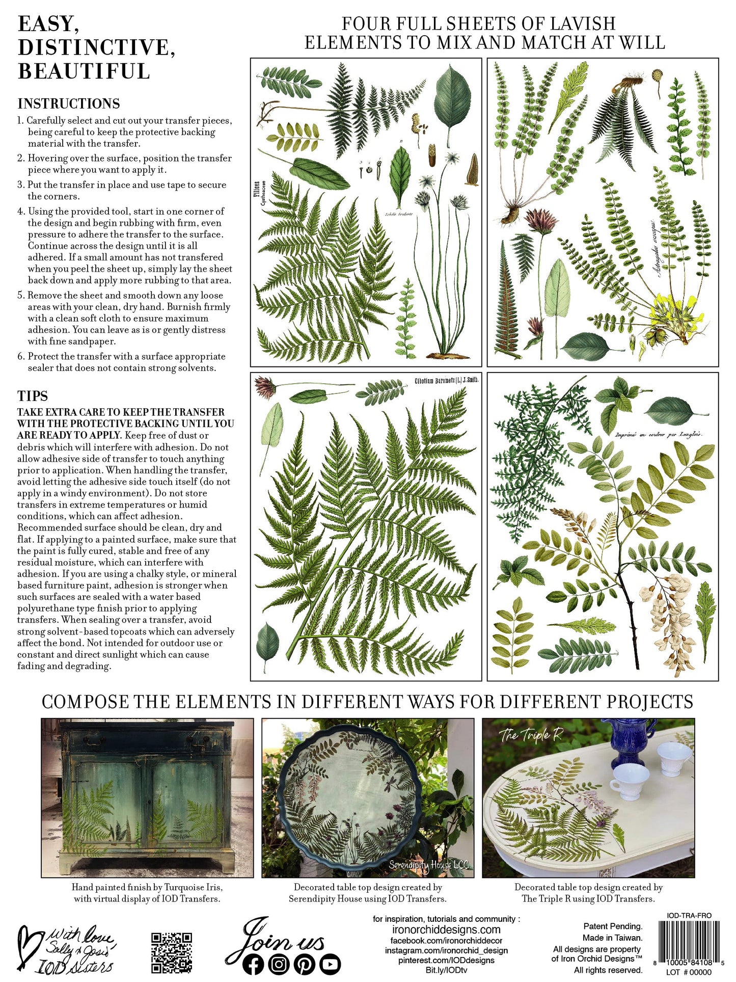 Fronds Botanical IOD Transfer 12x16 Pad