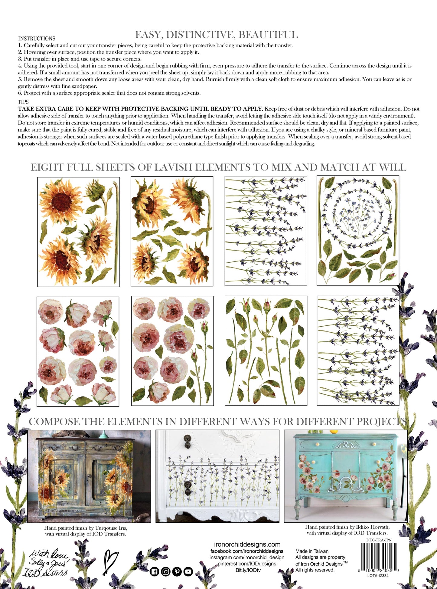 Painterly Florals IOD Transfer 12x16 Pad