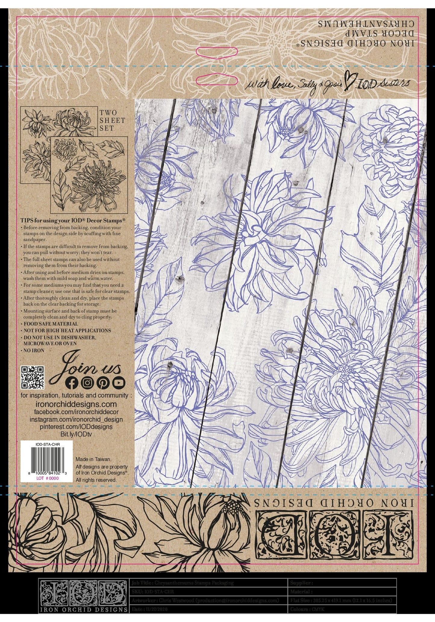 Chrysanthemum 12x12 IOD Stamp