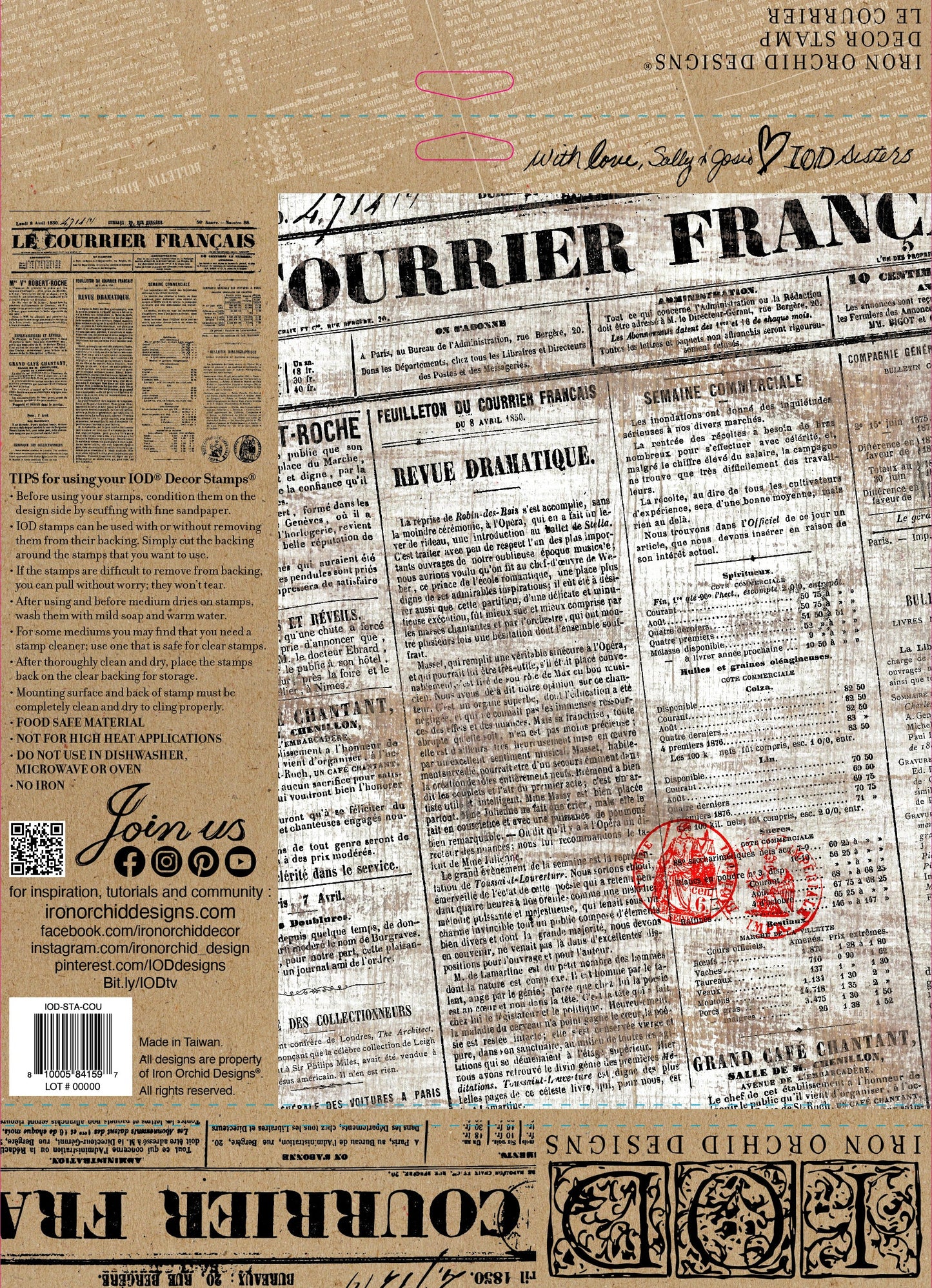 Le Courrier 12x12 IOD Stamp