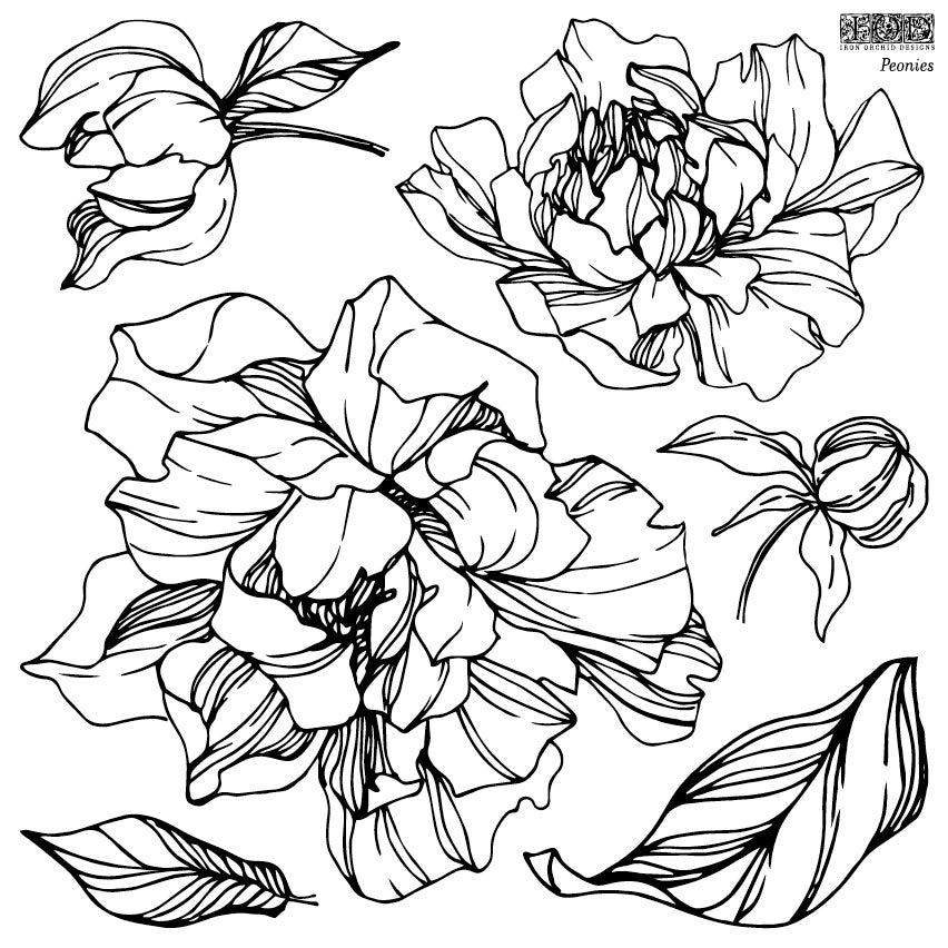 Peonies 12x12 IOD Stamp