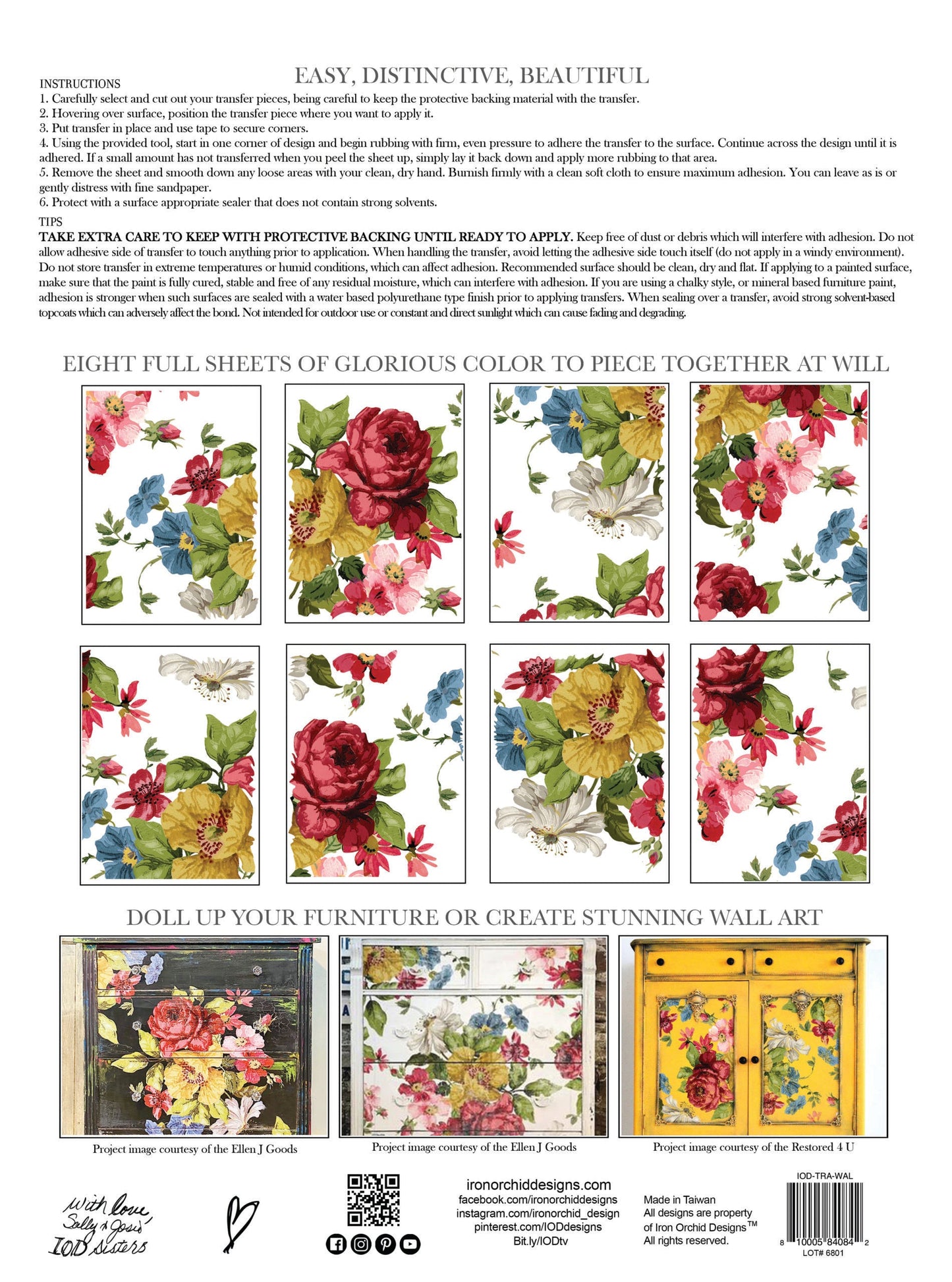 Wall Flower IOD Transfer 12x16 Pad