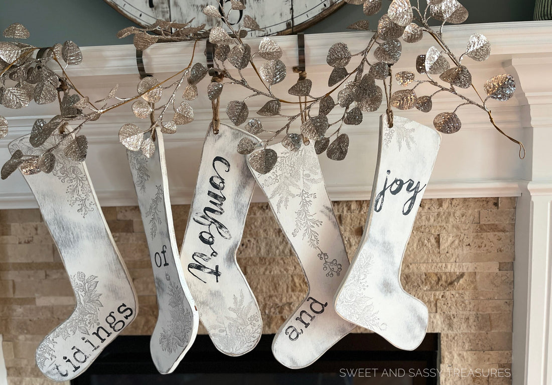 DIY Wooden Stockings Featuring the IOD Winter Adornment Stamp