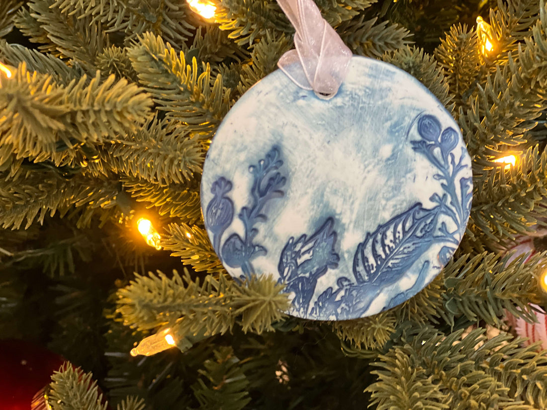 Faux Broken China Christmas Ornaments with Polymer Clay